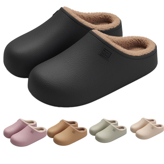 Winter Waterproof Slippers, Unisex Plush Fleece Indoor House Slippers with Non-Slip Sole, Cozy Warm Home Shoes for Men and Women, Soft Comfort Bath Bedroom Fleece Lined Clogs