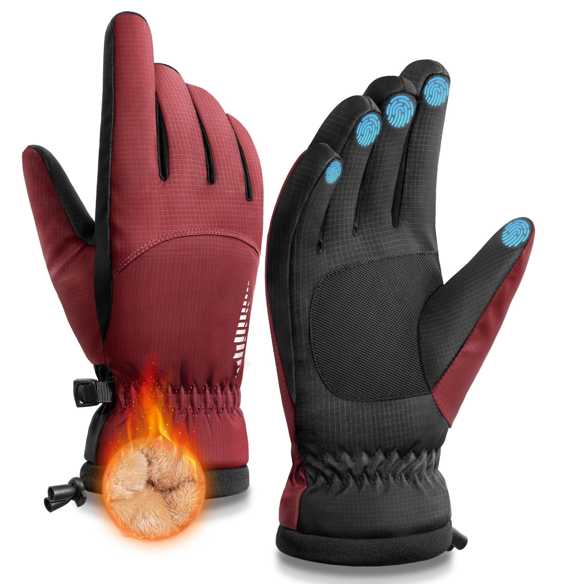 Winter Waterproof Warm Gloves Women Men With Touchscreen Fingers  Ski Snow Windproof For Cold Weather Thermal Running Hiking Driving Cycling Outdoor Sports Daily Work