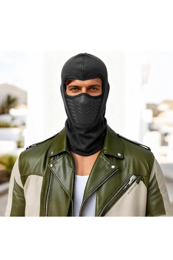 Winter Weather Protective Face for Outdoor Activities Compatible Full Hood Headgear for Motorcycling Cycling Skiing Snowboarding Outdoor Sports, Black