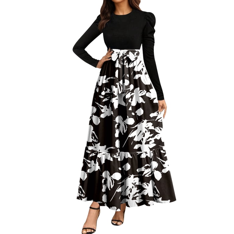 Winter Wedding Guest Dress, Women'S Floral High Waist Boho Maxi Dress For  Fall 2025, Elegant Casual Beach Sundress, Plus Size Available Dresses Women  Red Plaid Dresses Bodycon (M, White) ZMTing
