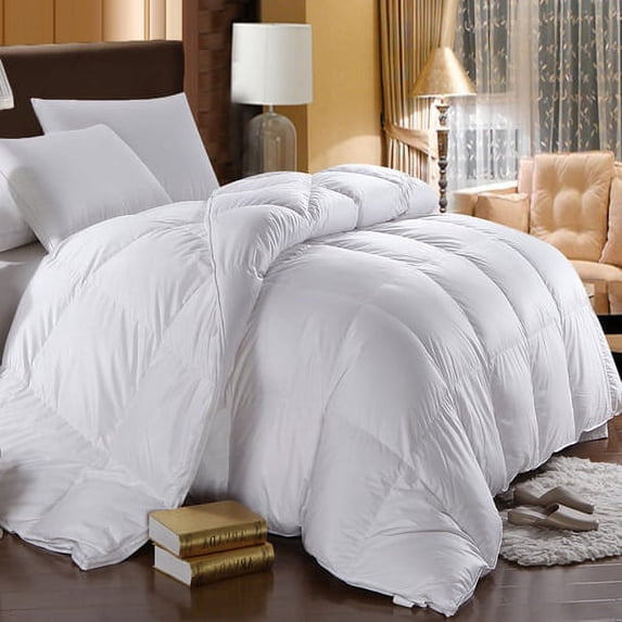 Winter Weight Oversized White Goose Down Comforter 500TC