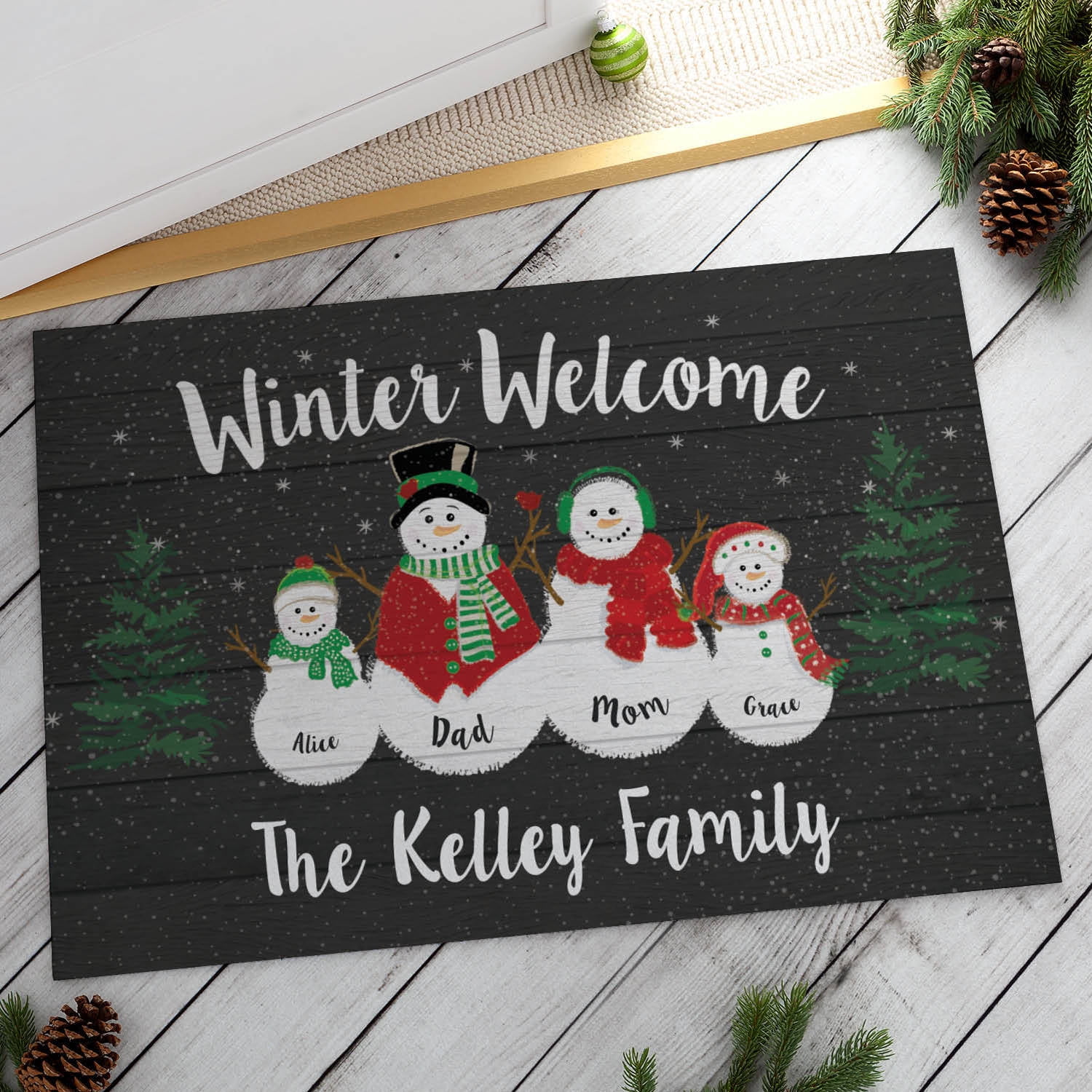 Winter Welcome Family  Personalized Doormat