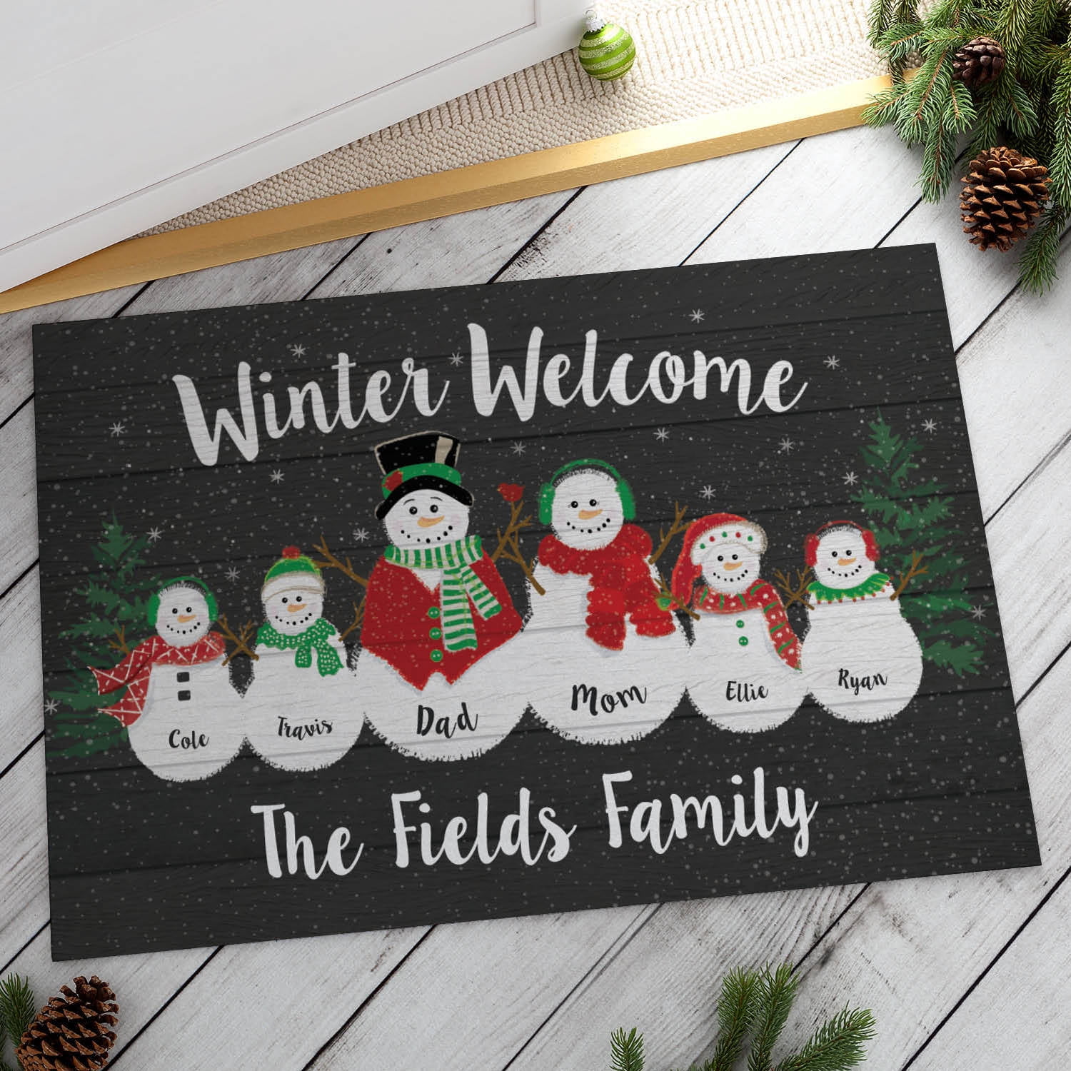 Winter Welcome Family  Personalized Doormat
