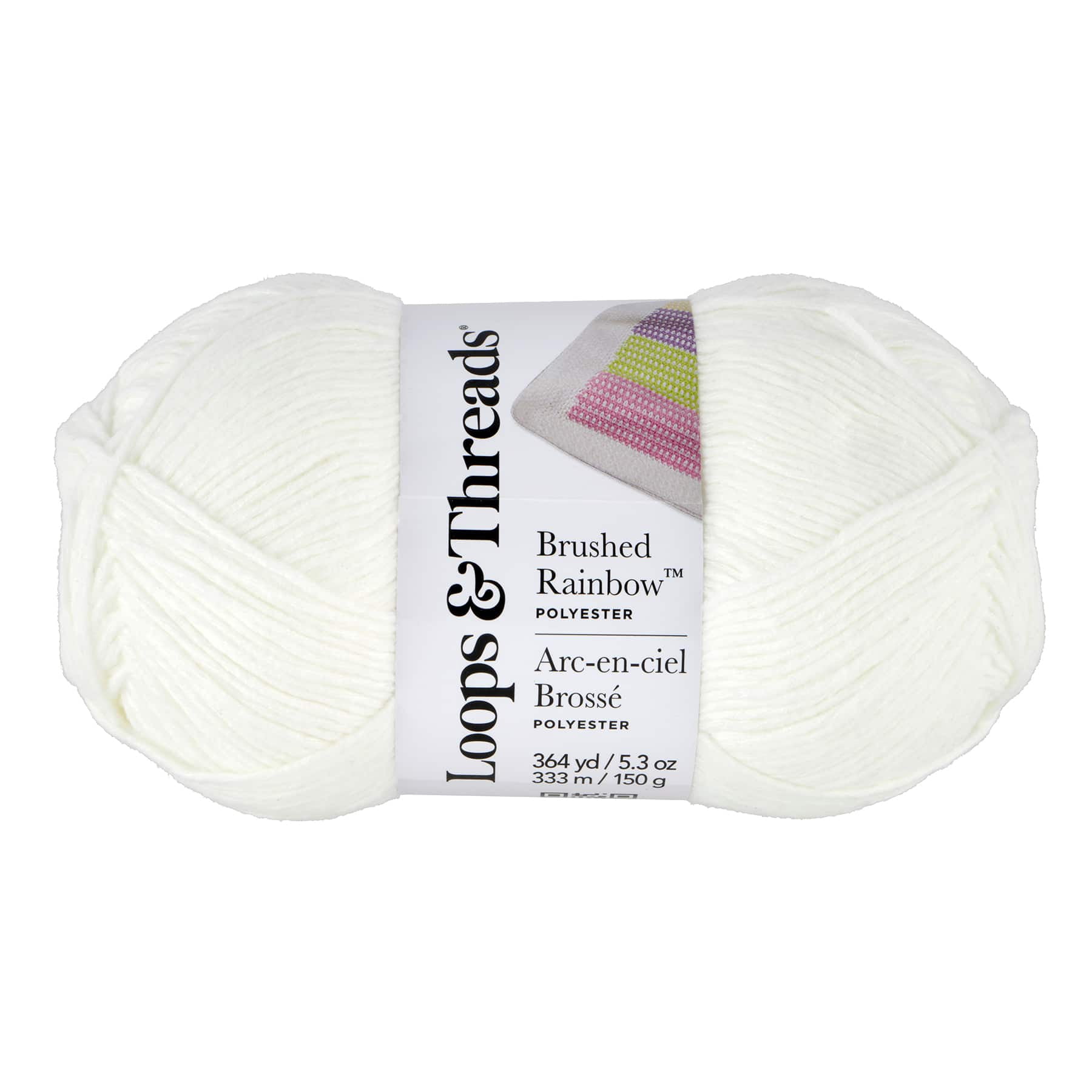Loops & Threads Winter White Baby Rainbow Yarn - Medium Weight Yarn for Knitting, Crochet, Weaving, Arts & Crafts, 15 Pack