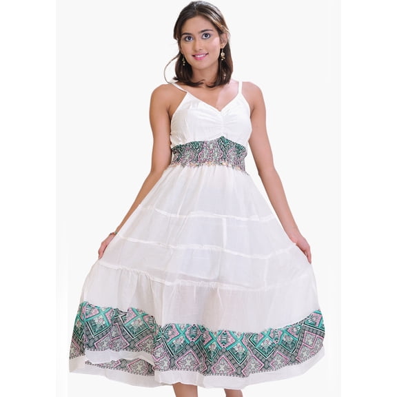Winter-White Barbie Dress with Printed Border