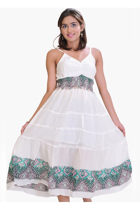 Winter-White Barbie Dress with Printed Border