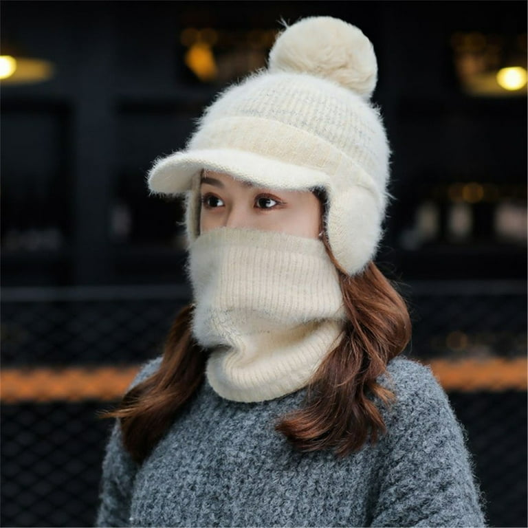 Winter White Baseball Cap Womens Earmuffs Add Flocking Thermal