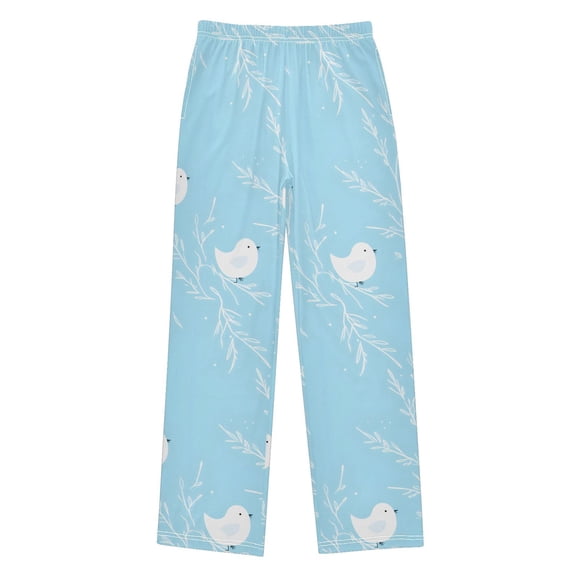 Winter White Birds Pajama Pants Soft Lightweight Lounge Pants Bottoms Sleep Pants Warm Comfy