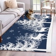 thumbnail image 1 of Winter White Elk Washable Area Rugs 4'x6', Christmas Tree Snowflake Navy Background Low Pile Throw Living Room Rug Non-Slip Sturdy Edge Binding Carpet for Indoor Entryway Bedside Kitchen, 1 of 9