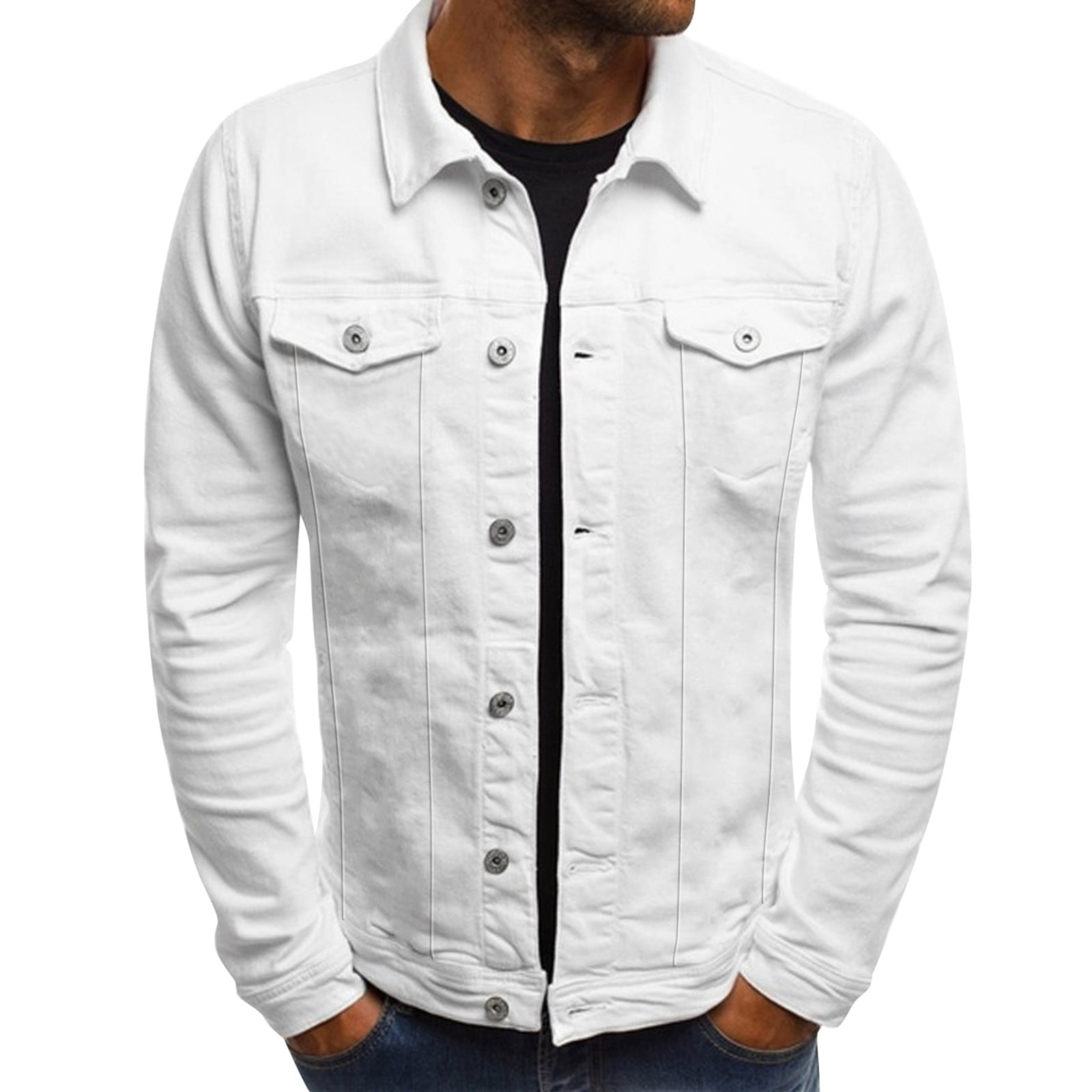 Winter White Mens Dress Shirts Men'S Button Work Jacket