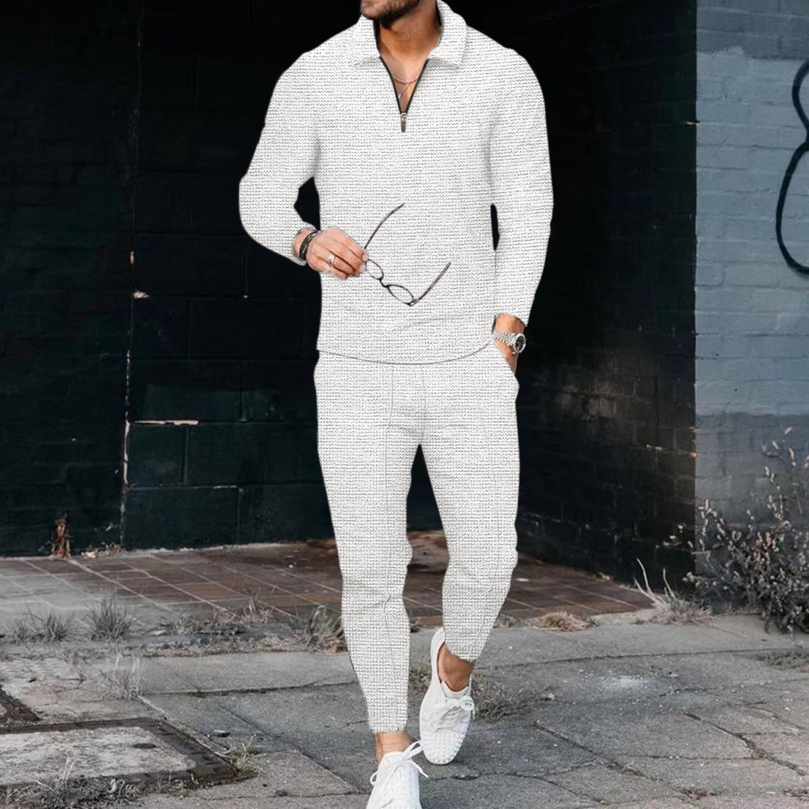 Lmdudan Winter Sherpa Fuzzy One Piece Pajamas for Men Hoodie