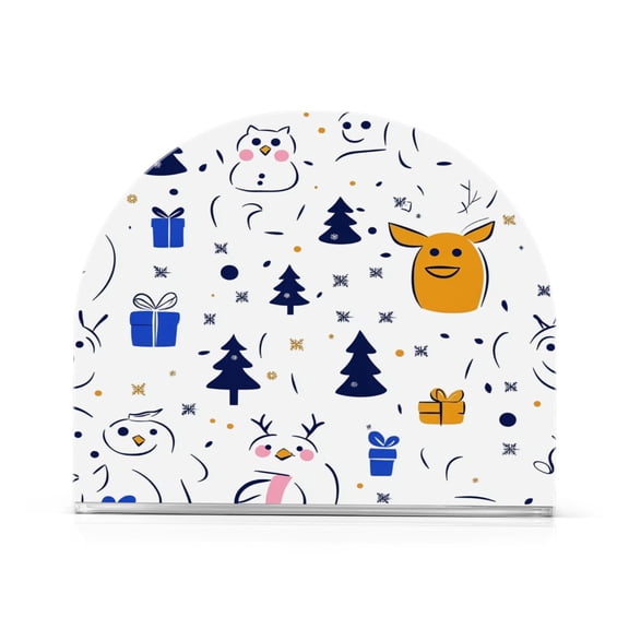 Winter White Pattern Thick U Shape Acrylic Napkin Holder Non Slip Space Saving for Kitchen