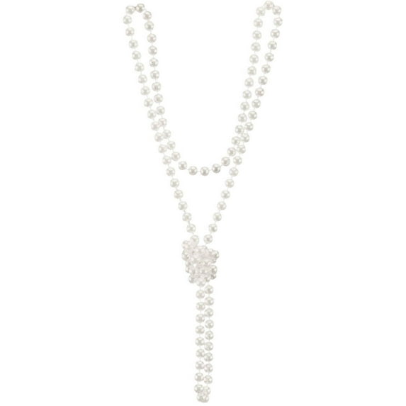 Winter White Plastic Pearl Beads Costume Necklace
