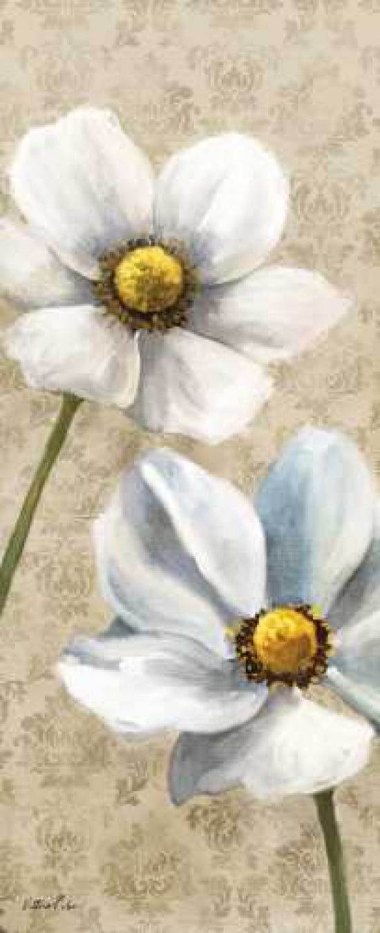 Winter White Poppies Panel I Canvas Art - Vittorio Milan (24 x 48)