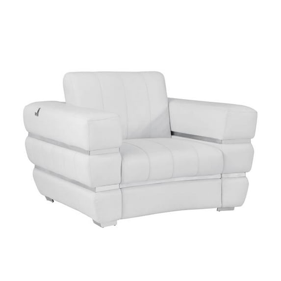 Winter White Stripe Top Grade Italian Leather Chair