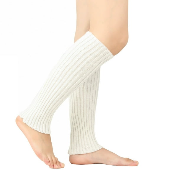 Winter White Women Juniors Neon Ribbed Leg Warmers For Eighty'S Party Sports Yoga Cotton