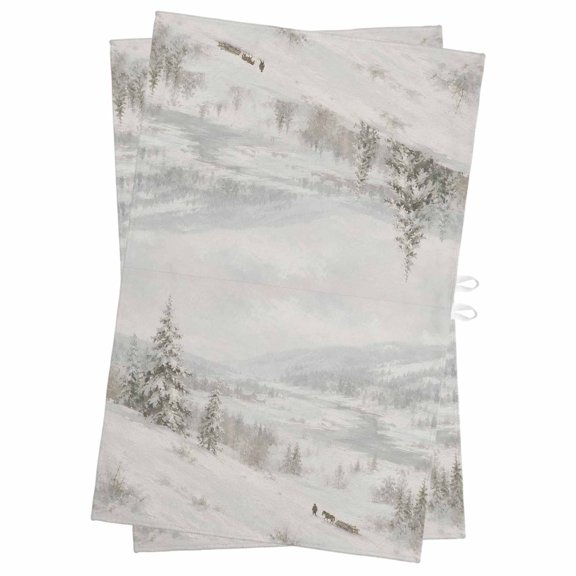 Winter Wilderness Kitchen Towels Dish Towel Pack of 2 Rustic Snow Covered Hillside Evergreen Trees Soft Dish Cloth Set Absorbent Dishcloth for Drying Dishes, Hand Towels 18 x 28 Inches
