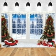 thumbnail image 1 of Winter Window Forest Backdrop Snow Sce Glitter Lights Pine Trees Xmas Party Kid Family Portrait Photography Background r, 1 of 5