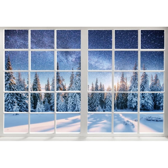 Winter Window Sill Snow Sce Christmas Photo Backdrop Winter Forest Baby Portrait Interior Photography Background Photo Studio