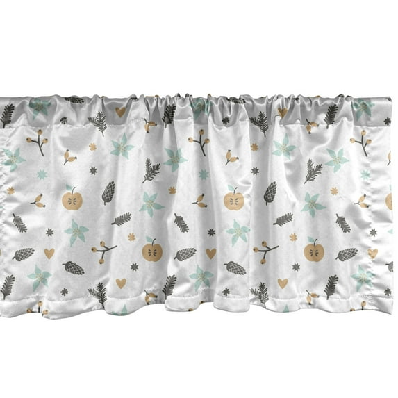 Ambesonne Winter Valance Pack of 2, Ornamental Wintery Motifs, 54"X12", White Multicolor