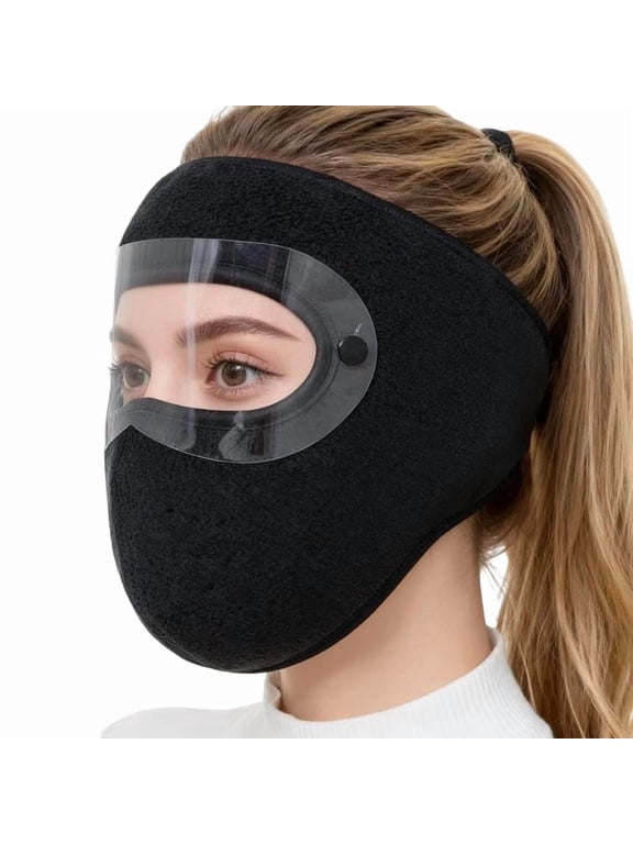 Winter Windproof Face Mask with Detachable Goggles, Thickened Fleece-Lined Full Face Cover for Men & Women, Cold Weather Protection for Outdoor Cycling Motorcycle Riding
