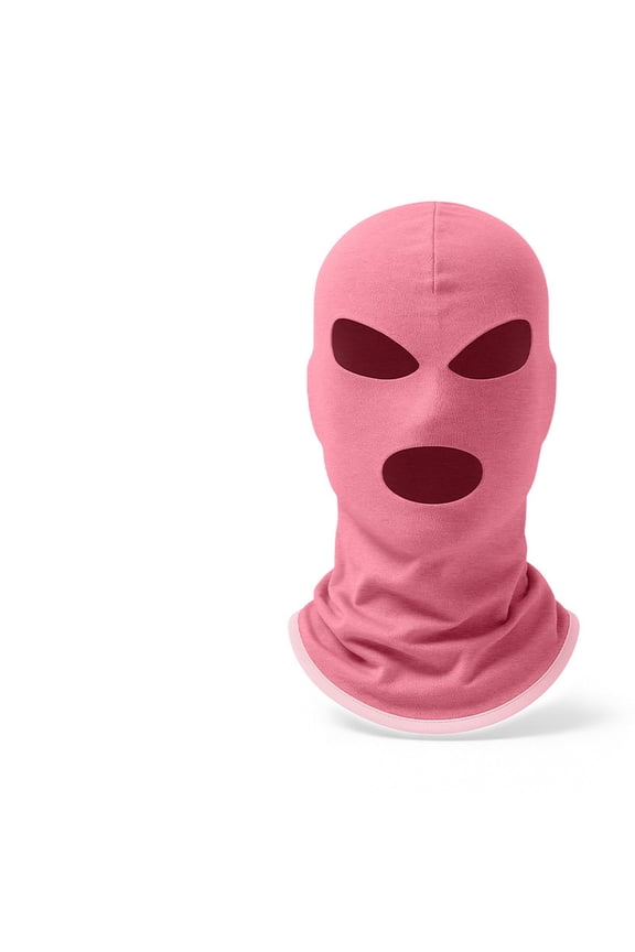 Winter Windproof Face Mask, Solid-Color Polar Fleece Full-Face Cover with 3 Holes (Eyes/Mouth), Warm Headgear for Motorcycle Riding/Outdoor Sports,Pink