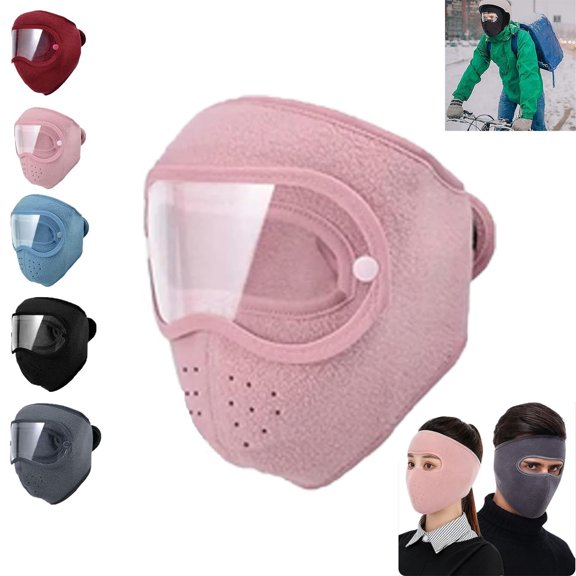 Winter Windproof Face Mask, Winter Windproof Face Mask, Thickened Fleece-Lined Full Face Cover, Fleece Mask with Removable Goggles, Windproof, for Men & Women