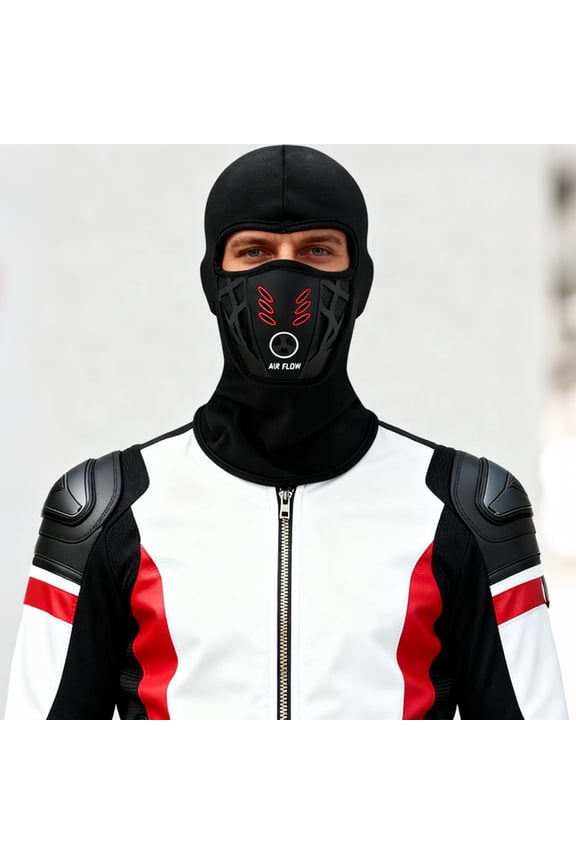 Winter Windproof Face for Motorcycle Biking Skiing Outdoor Sports Cold Weather Full Breathable Thermal Hood Red One Size