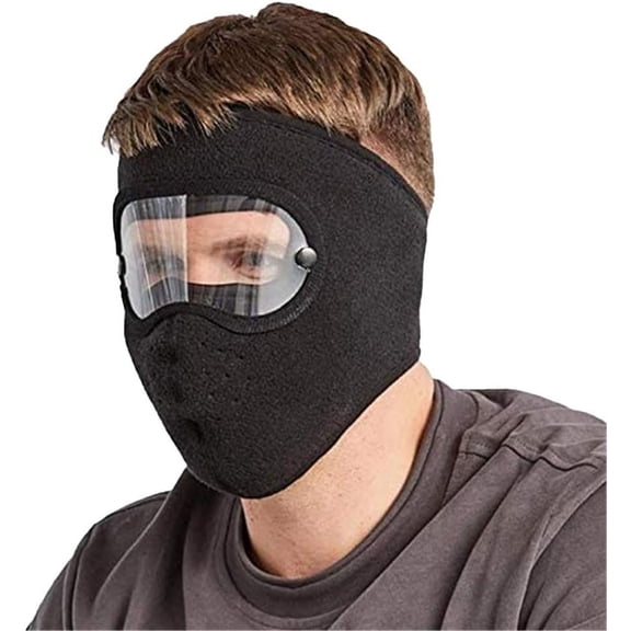 Winter Windproof Fleece Thermal Mask with Removable HD Goggles - Warm Ski Mask for Men & Women