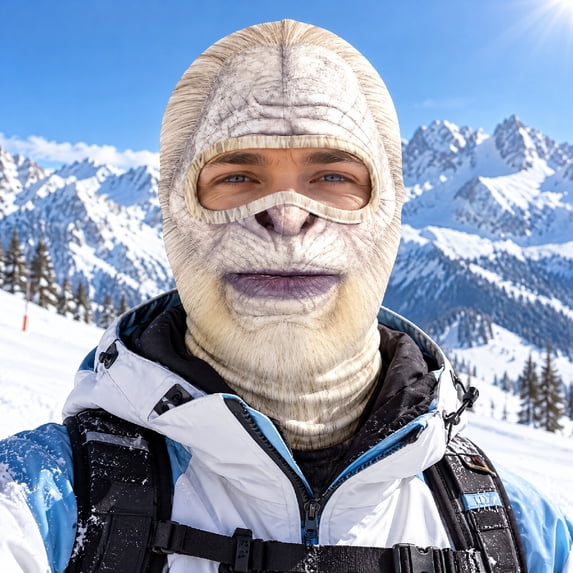 Three Face Characters Winter Windproof Full Face Ski Mask, Printed Character Balaclava With ...