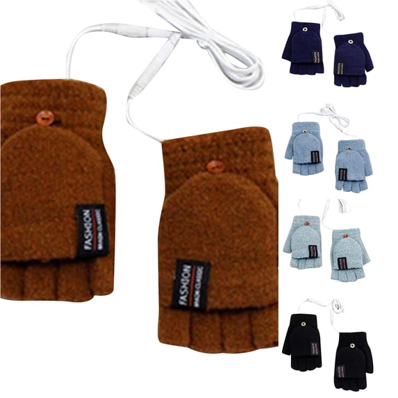 Winter Windproof Thermal Cold Weather Running Convertible Fingerless Mittens for Men Women 2PCS