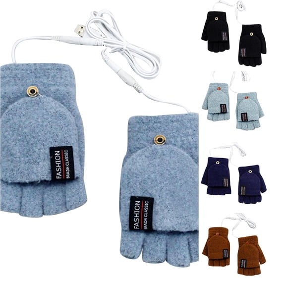 Winter Windproof Thermal Cold Weather Running Convertible Fingerless Mittens for Men Women 2PCS