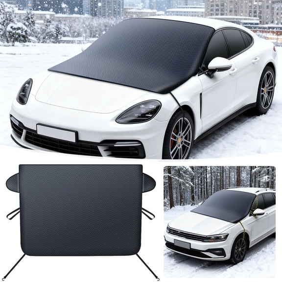 Winter Windshield Snow Shield, Waterproof Oxfords Fabric, Antifrost and Snow Guard, All-Season Use for Cars and SUVs, Easy Install and Theft-Proof Design