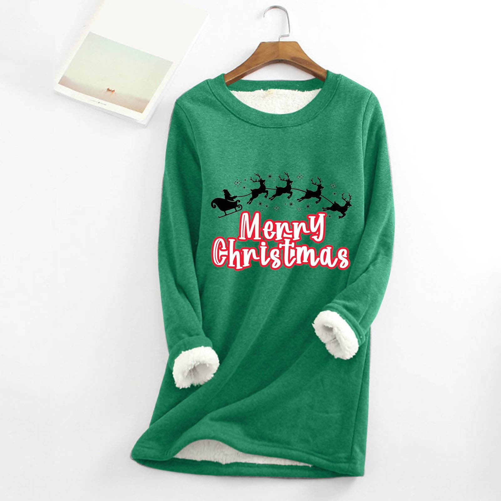Winter Winter Round Necked Long Sleeved Cotton Wool Christmas Printed