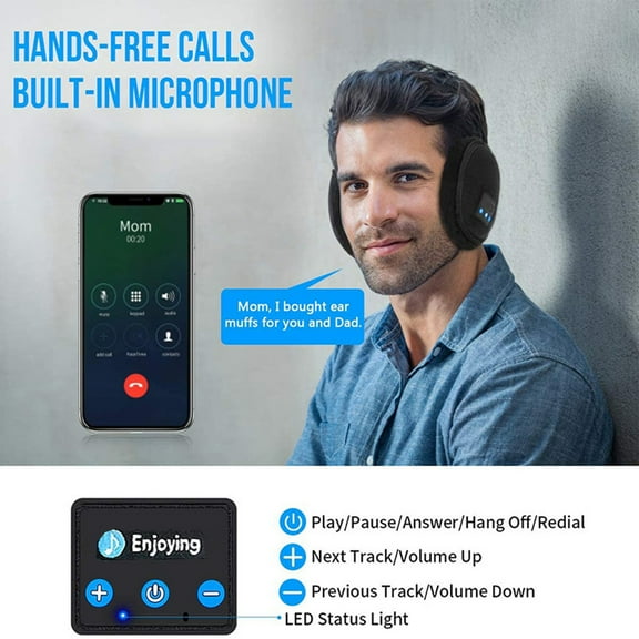 Winter Wireless Earmuffs,Warm Bluetooth Earmuffs,Built In High-Definition Speakers and Microphone,Practical and Stylish,Easys to Carry,Suitable for Jogging,Riding,Traveling,Skiing
