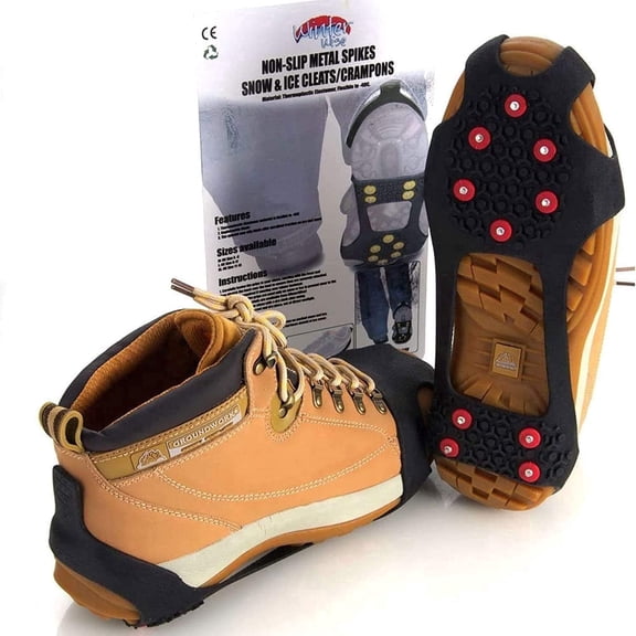 Winter Wise 10-stud Ice Snow Grips, Anti Slip Winter Grippers Universal Slip-on Stretch Fit Snow & Ice Spikes - Small
