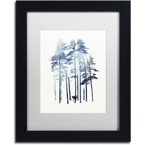 Winter Wolf' Canvas Art by Robert Farkas, White Matte, Black Frame