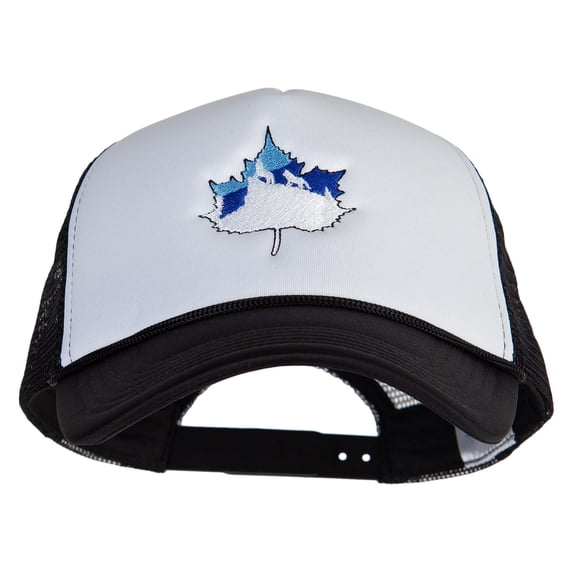 Winter Wolf Embroidered Summer Foam Mesh Trucker Cap - Black White OSFM