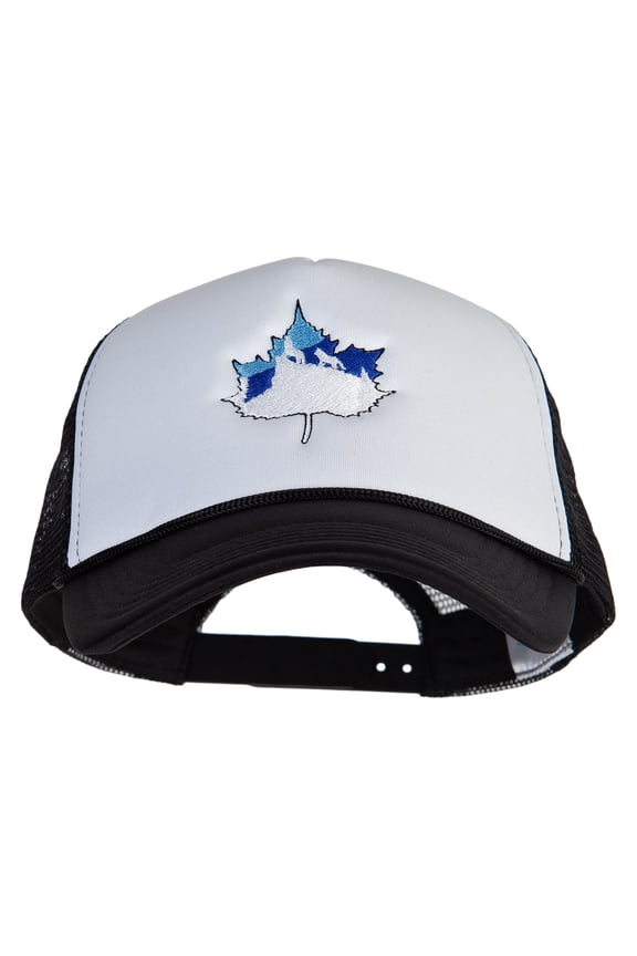 Winter Wolf Embroidered Summer Foam Mesh Trucker Cap - Black White OSFM