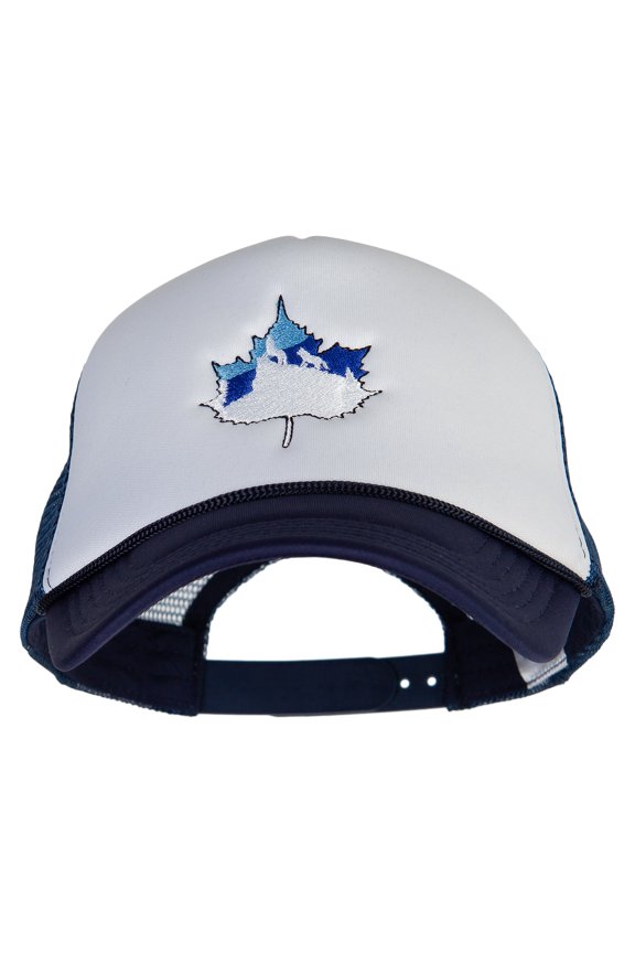 Winter Wolf Embroidered Summer Foam Mesh Trucker Cap - Navy White OSFM