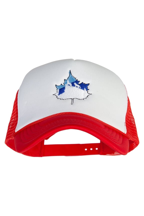 Winter Wolf Embroidered Summer Foam Mesh Trucker Cap - Red White OSFM