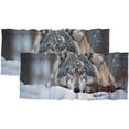thumbnail image 1 of Winter Wolf Kitchen Curtain Valances Wildlife Forest Snow Nature Scenery Window Treatment for Living Room Bedroom Bathroom 54 by 18 in, 2 Panel, 1 of 6