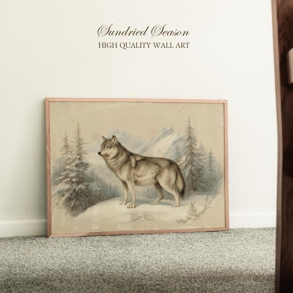 Winter Wolf Vintage Classic Snowy Forest Mountain Wildlife