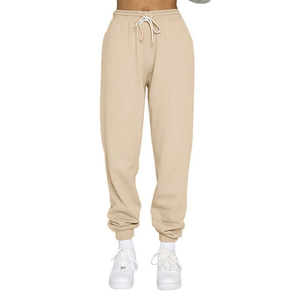 Winter Women Casual Warm High Waist Elastic Drawstring Long Pants with Pocket for Sporty Comfort Elastic High Waisted Straight Leg Pull On Trousers