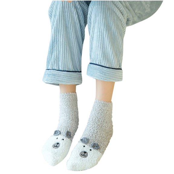 Winter Women Coral Fleece Socks Middle Tube Cute Home Stocking