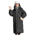thumbnail image 1 of Winter Women Cotton Jacket Hooded Neck Protection Long Sleeves Pockets Zipper Closure Padded Coat Mid Length Solid Color Windproof Outwear, 1 of 7