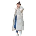 thumbnail image 1 of Winter Women Cotton Jacket Hooded Neck Protection Long Sleeves Pockets Zipper Closure Padded Coat Mid Length Solid Color Windproof Outwear, 1 of 8