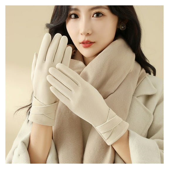 Winter Women Elegant Keep Warm Touch Screen Plus Fleece Windproof Soft Gloves ,Flexible and Comfortable