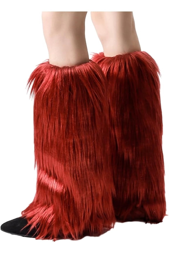 Winter Women Faux Fur Fluffy Leg Warmers Fuzzy Long Boot Covers Furry For Christmas