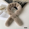 thumbnail image 1 of Winter Women Fluffy Shawl Neck Warmer Comfortable Thicken Warm Woolen Scarf Faux Fur Scarf Collar Plush Scarves KHAKI, 1 of 1